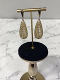 Gold Teardrop Mesh Drop Earrings Statement Dangle Evening Jewellery