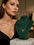 Elegant Silver Heart Pendant Necklace with Sparkling Baguette Accents