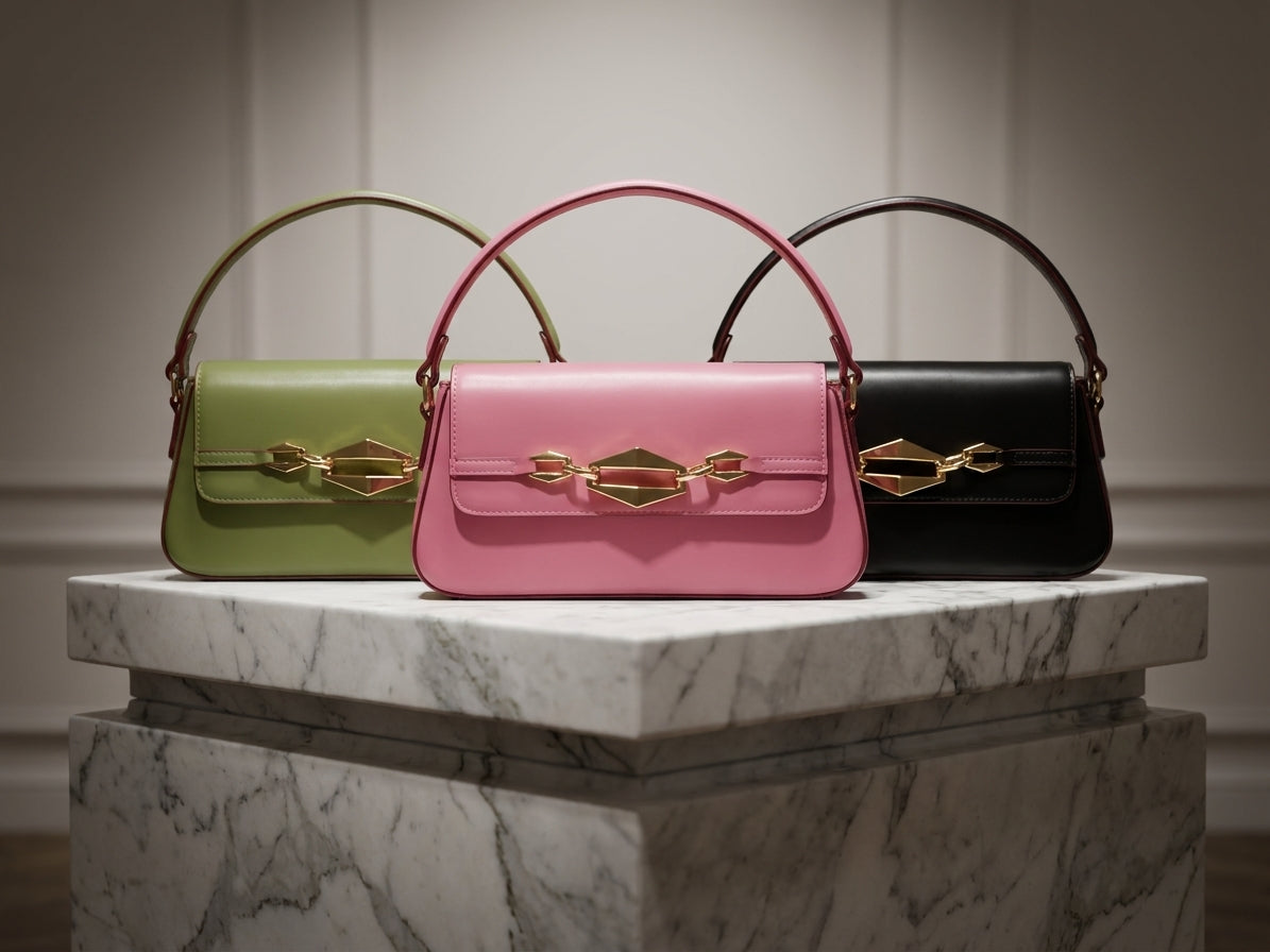 Chic Geometric Buckle Shoulder Bag - Set of 3 Trendy Colours