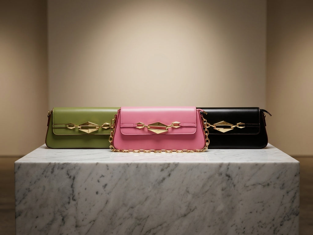 Chic Geometric Buckle Shoulder Bag - Set of 3 Trendy Colours