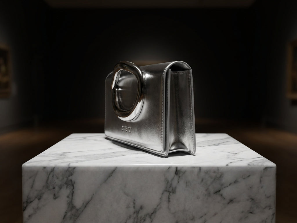 Elegant Metallic Ring Handle Evening Clutch Bag - Available in Teal and Silver