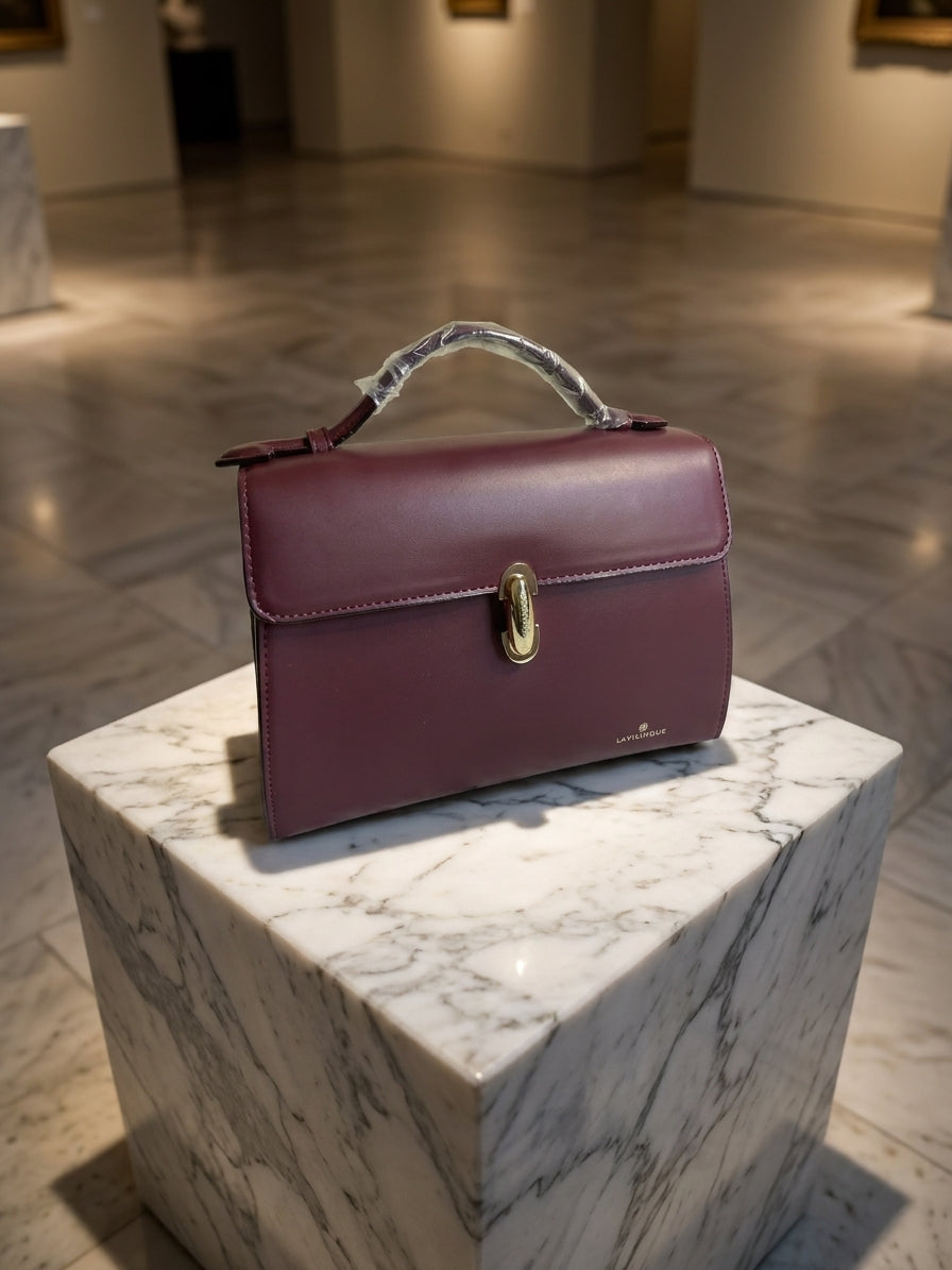 Elegant Top Handle Structured Handbag for Women - Versatile Flap Satchel