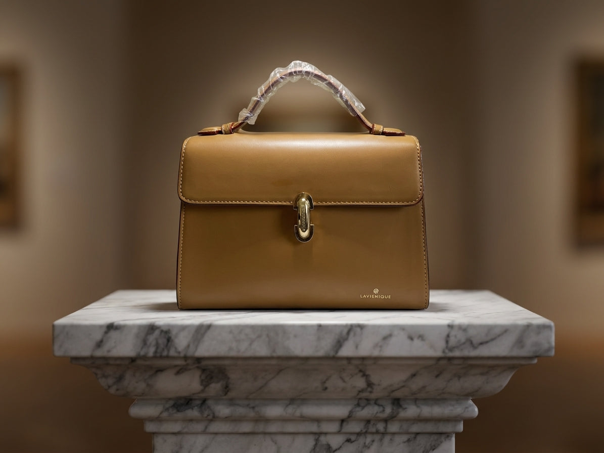 Elegant Top Handle Structured Handbag for Women - Versatile Flap Satchel