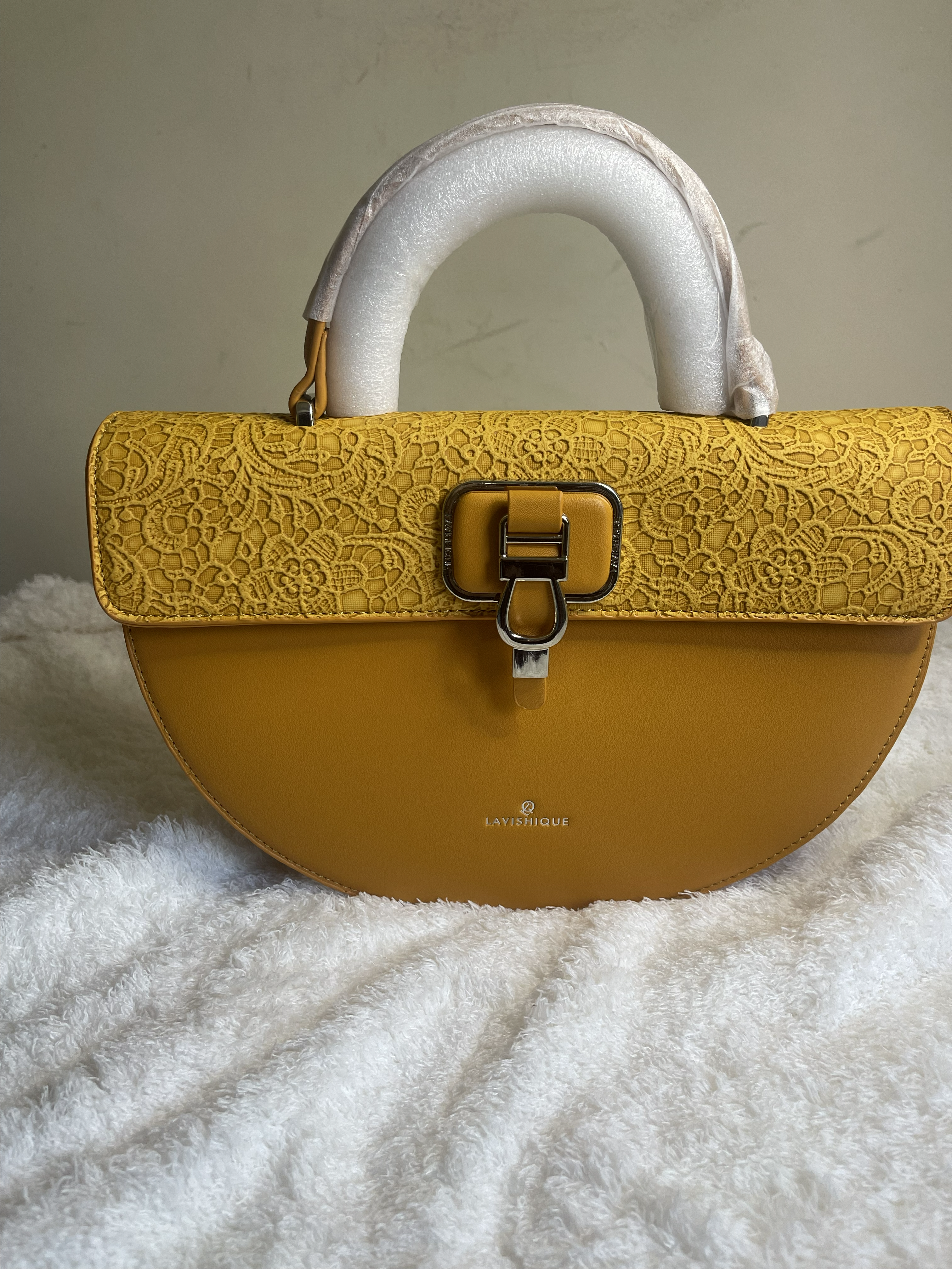 Elegant Lace Flap Semi-Circular Top Handle Handbag