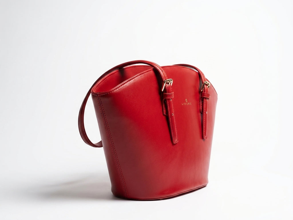 Large Fan-Shaped Leather Tote Bag for Women - Elegant Work and Travel Handbag