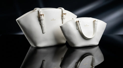 2-Piece Elegant White Handbag Set - Large Tote and Matching Mini Bag