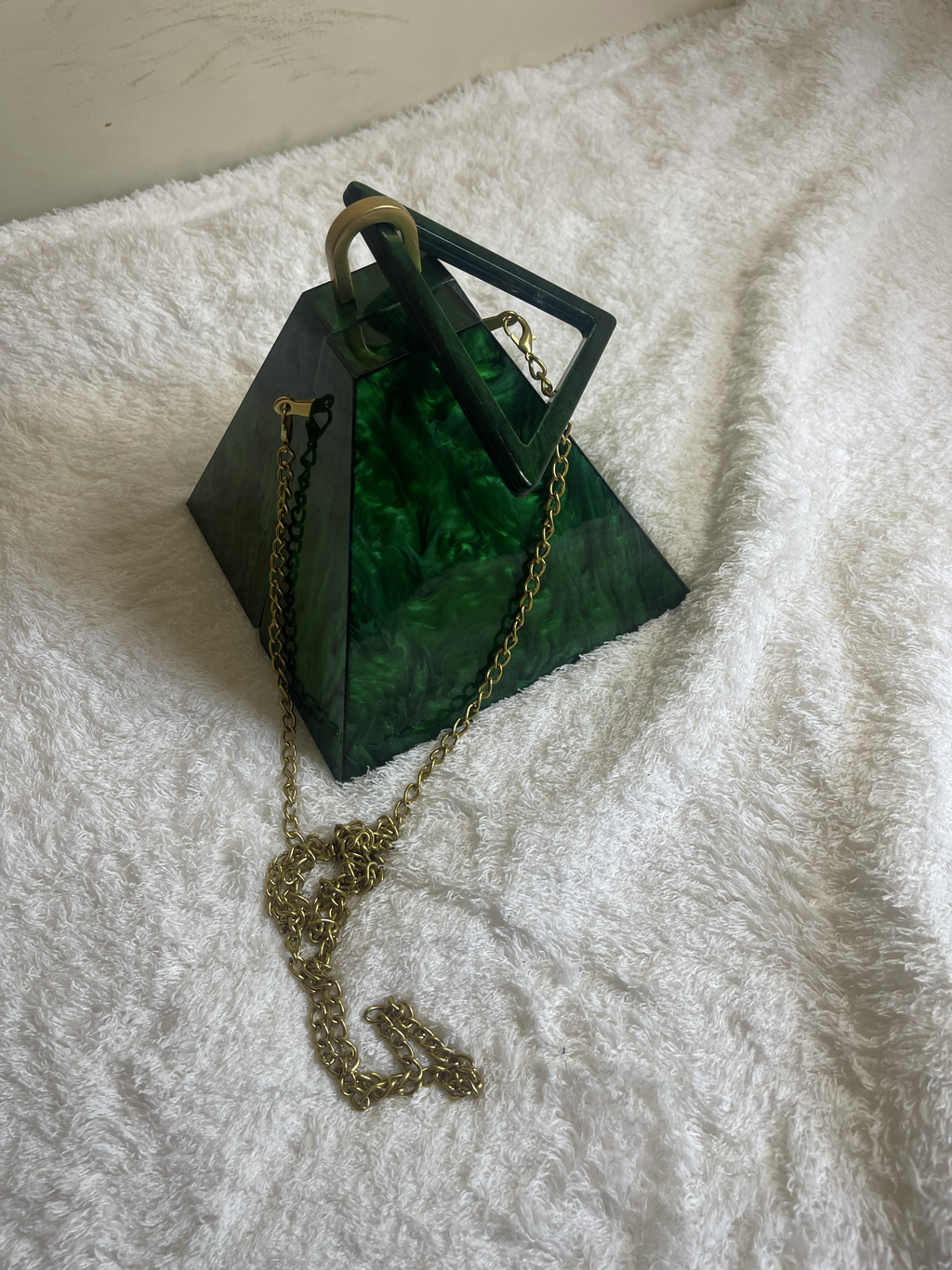 Geometric Pyramid Marble Acrylic Evening Clutch Purse