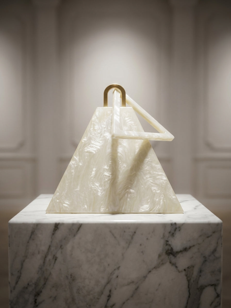 Geometric Pyramid Marble Acrylic Evening Clutch Purse