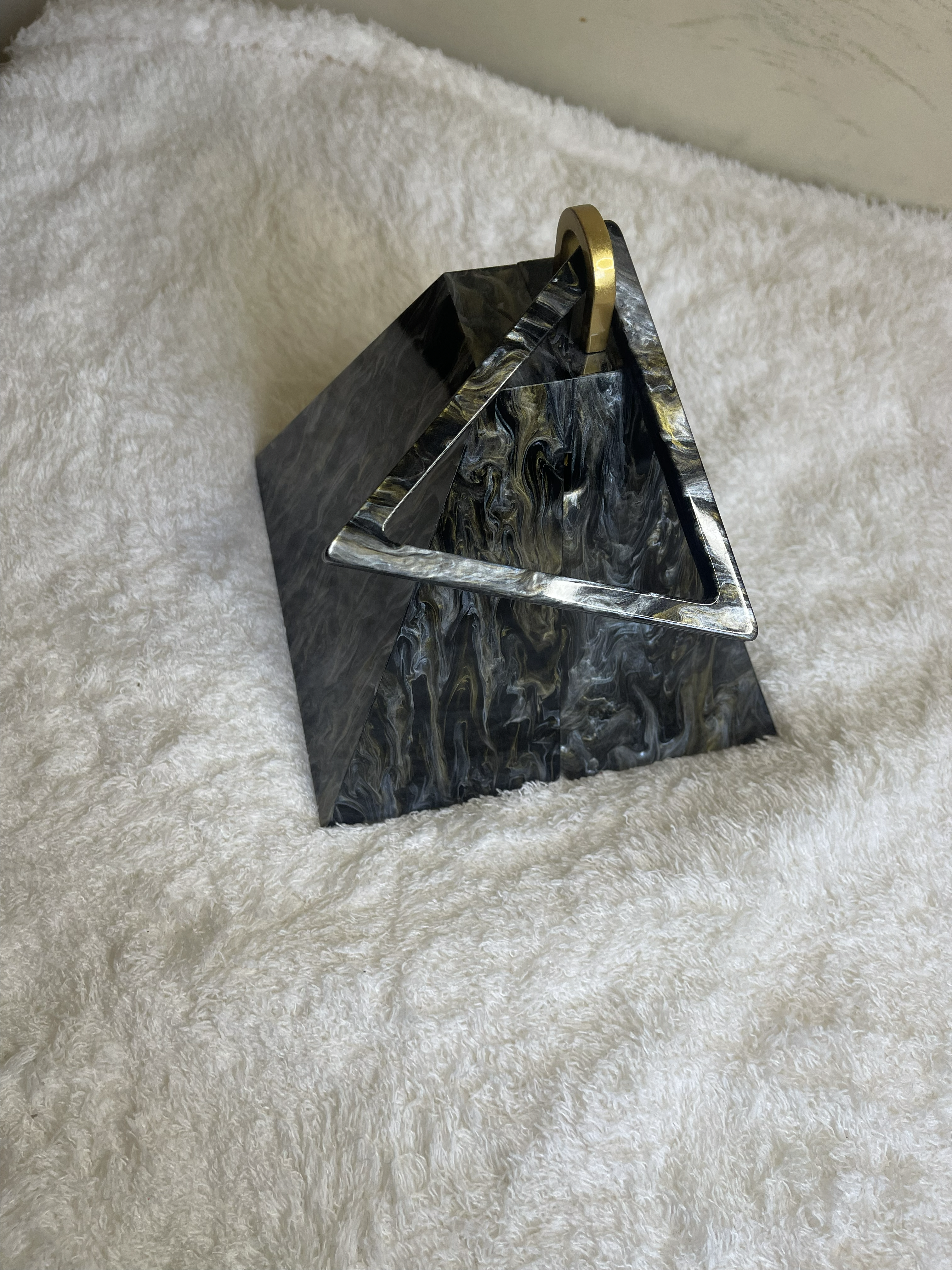 Geometric Pyramid Marble Acrylic Evening Clutch Purse