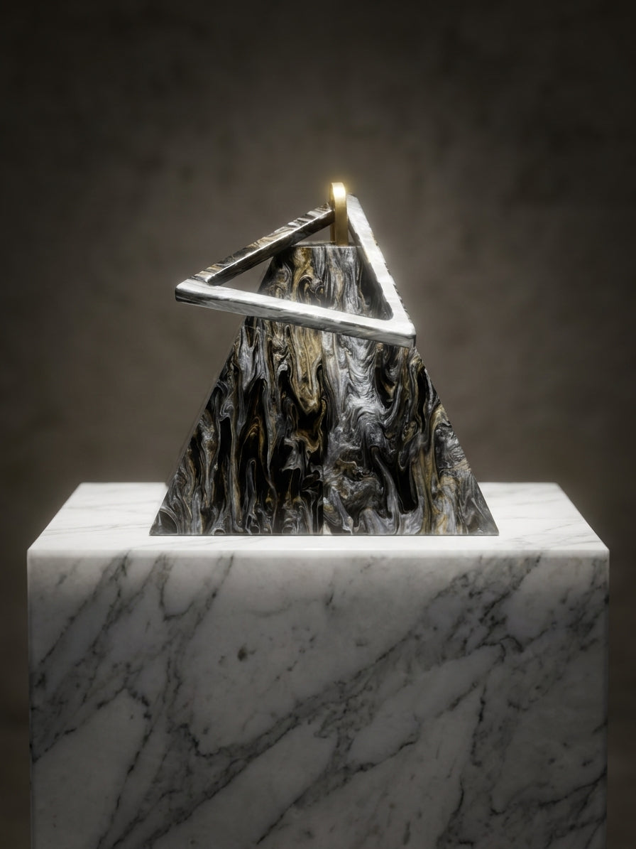 Geometric Pyramid Marble Acrylic Evening Clutch Purse
