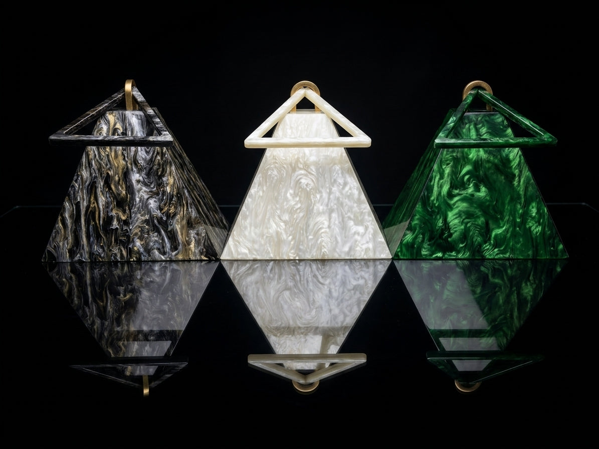 Geometric Pyramid Marble Acrylic Evening Clutch Purse