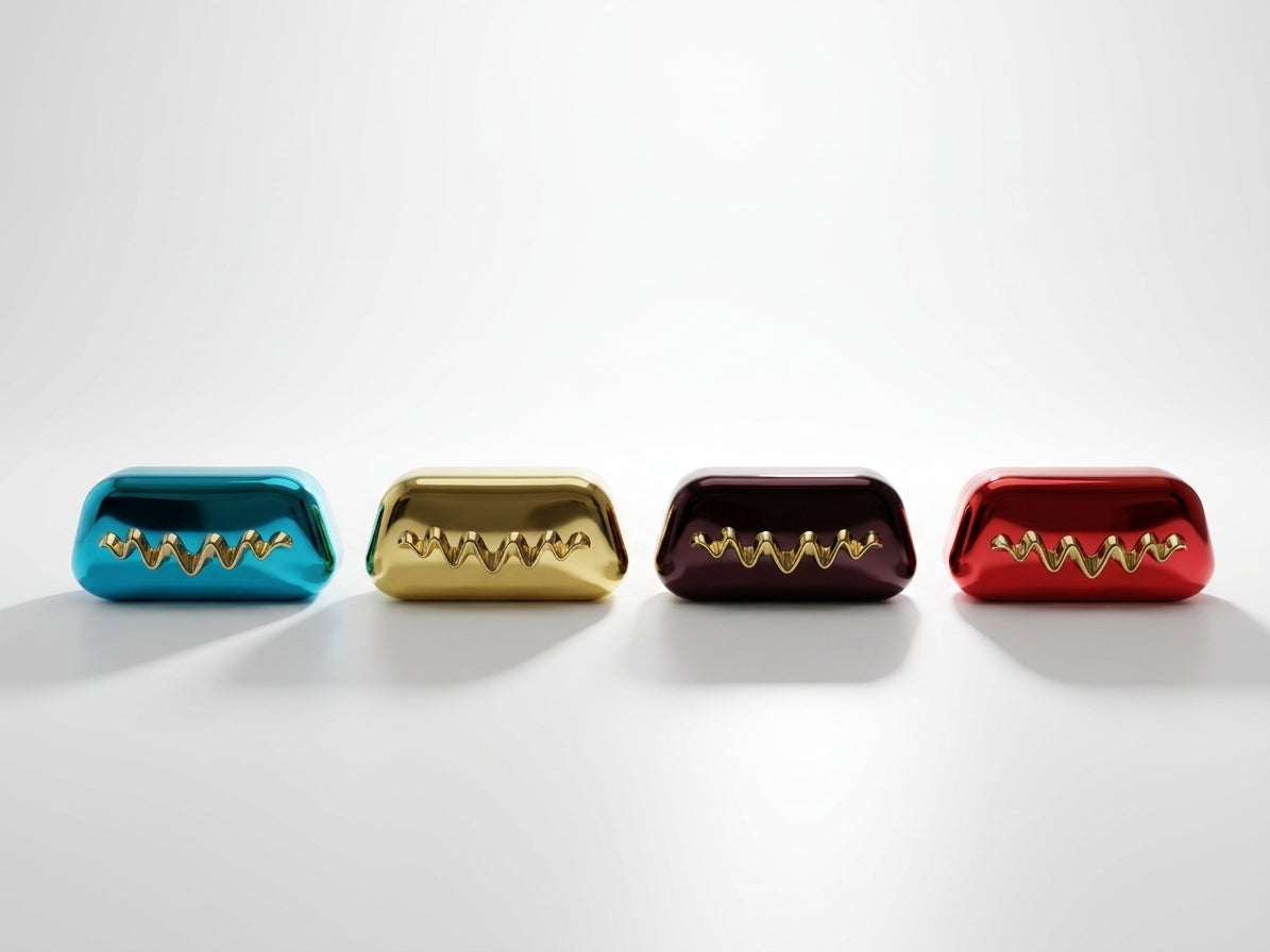 Metallic Hard Shell Clutch Bag with Gold Wavy Detail