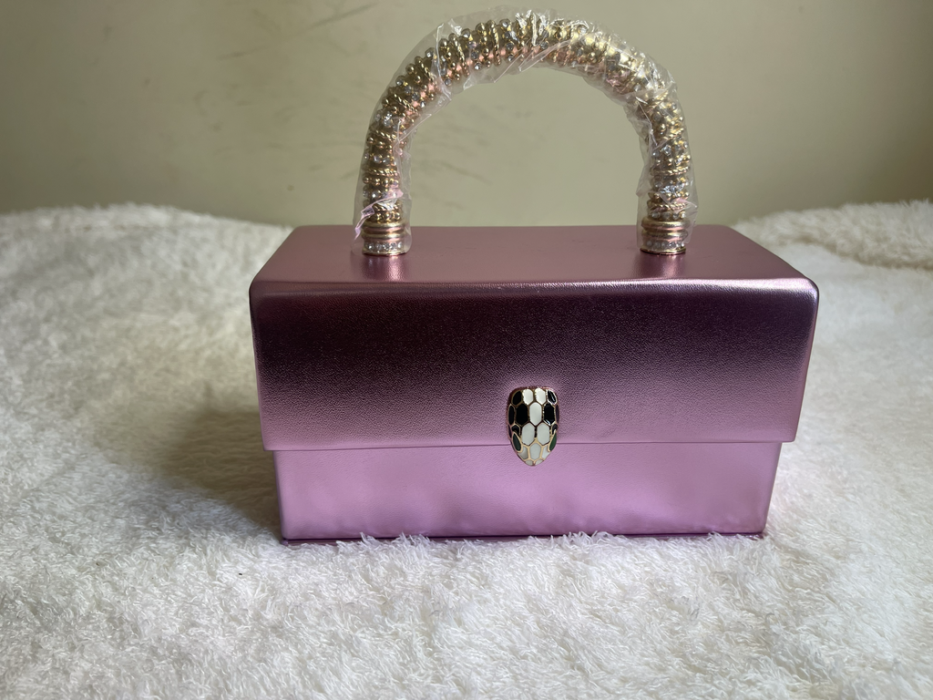Luxury Crystal Handle Mini Box Clutch - Elegant Evening Handbag Collection