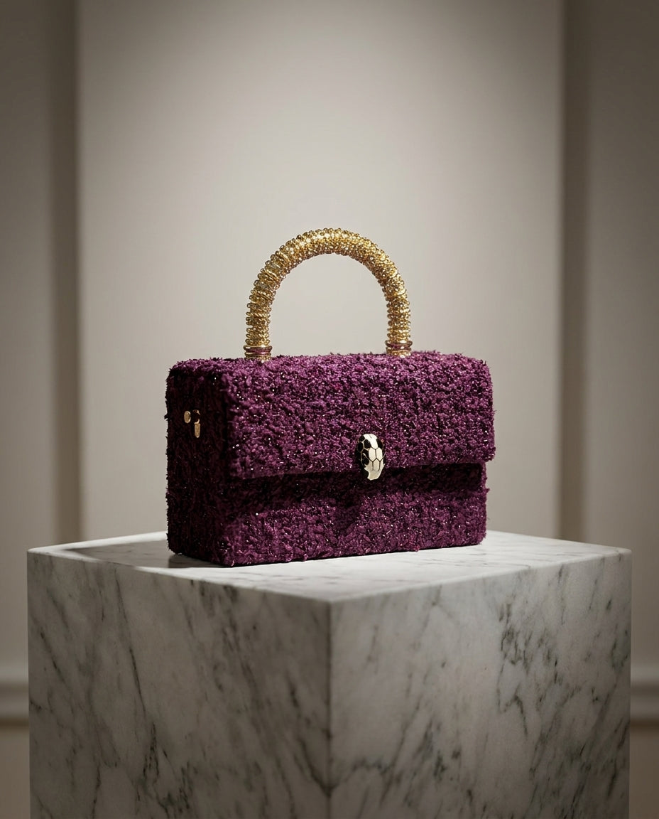 Luxury Crystal Handle Mini Box Clutch - Elegant Evening Handbag Collection