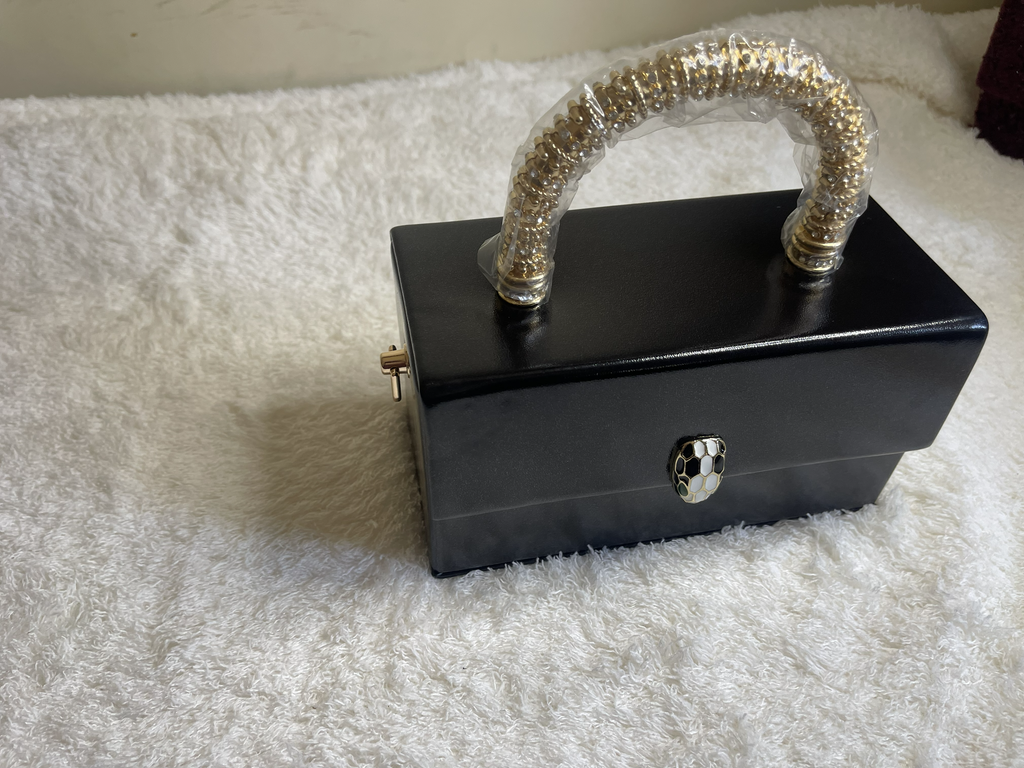 Luxury Crystal Handle Mini Box Clutch - Elegant Evening Handbag Collection
