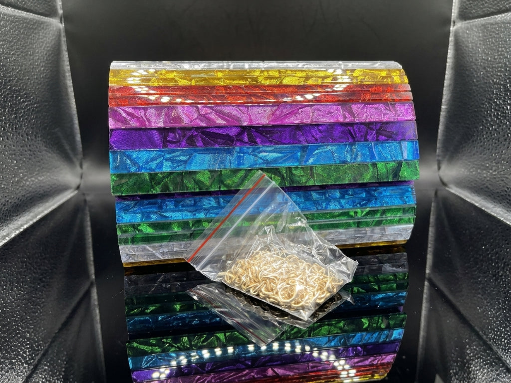 Rainbow Metallic Acrylic Clutch Bag - Vibrant Hard-Shell Evening Purse