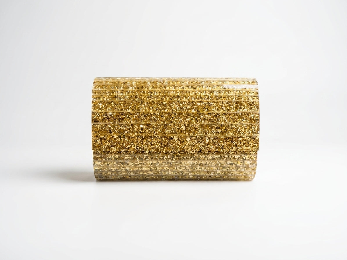 Gold Glitter Evening Clutch Bag for Weddings and Parties