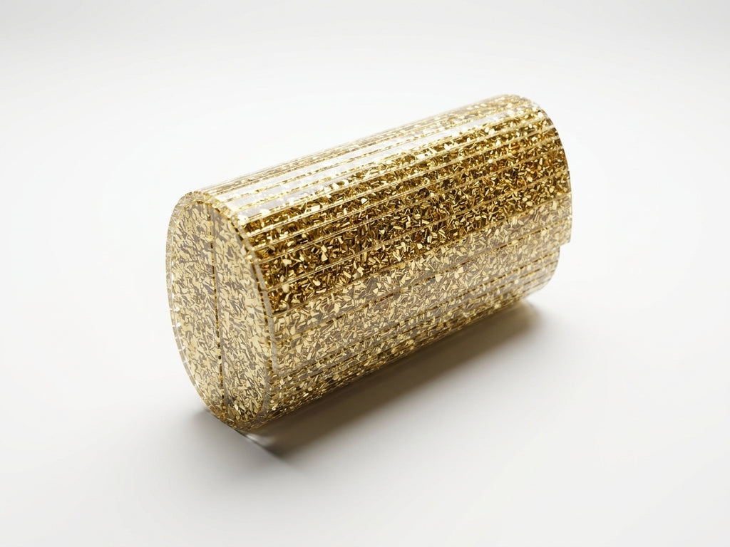 Gold Glitter Evening Clutch Bag for Weddings and Parties
