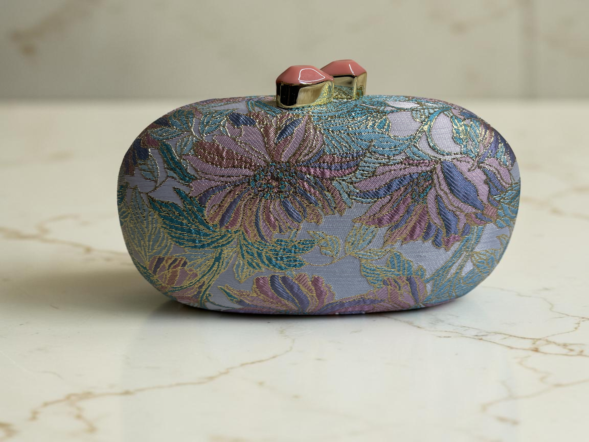 Amethyst Bloom Floral Brocade Evening Clutch Bag – Luxury Wedding & Party Handbag