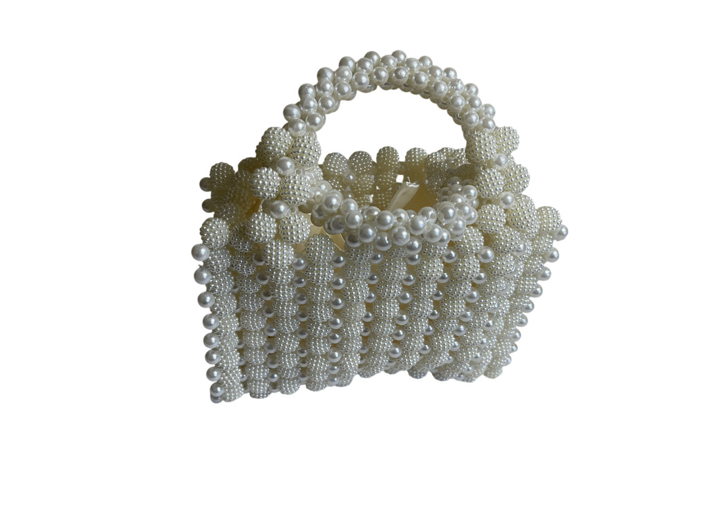 Handcrafted Beaded Evening Clutch Bags - Elegant Gold and Pearl Mini Handbags