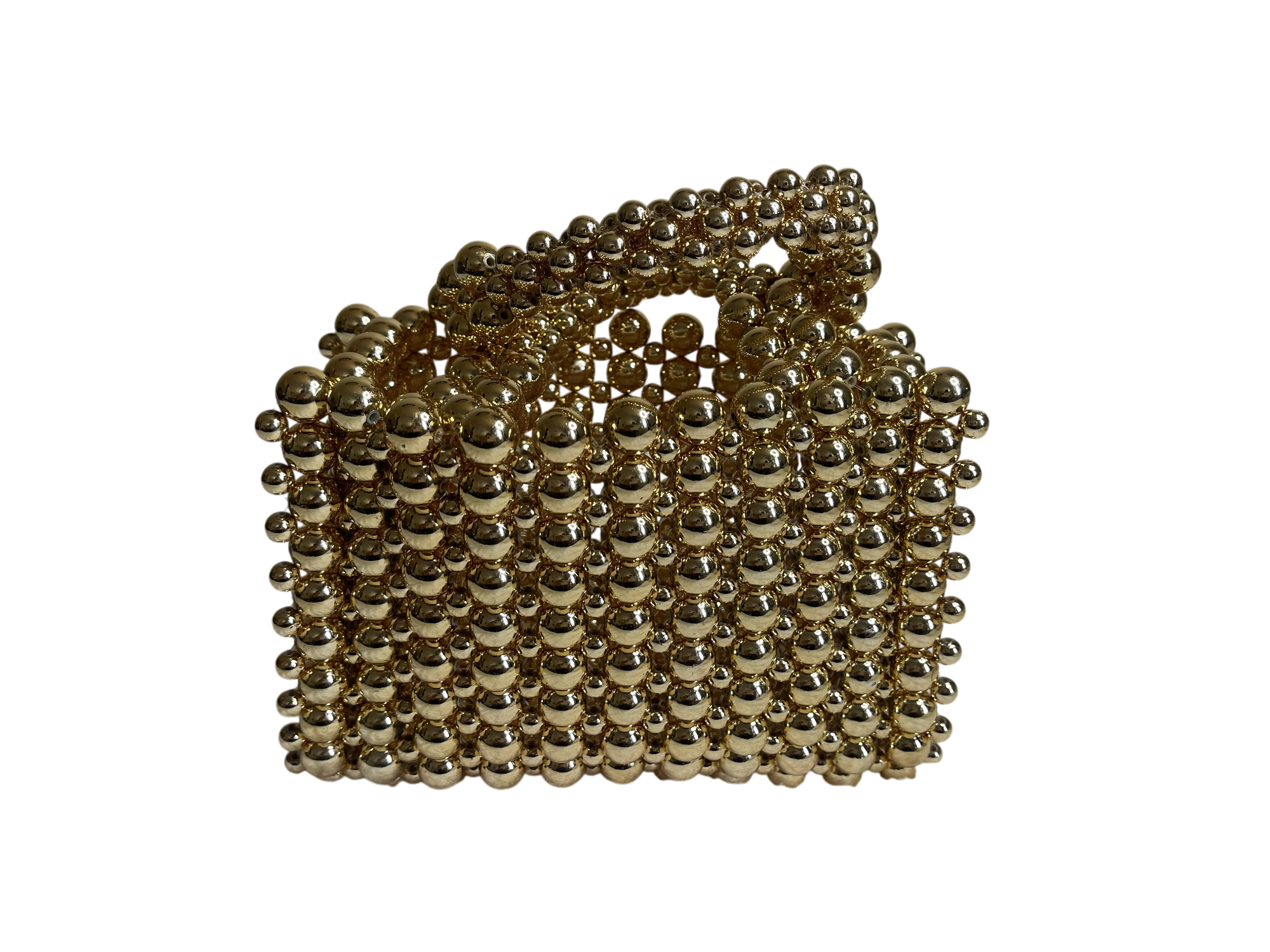 Handcrafted Beaded Evening Clutch Bags - Elegant Gold and Pearl Mini Handbags