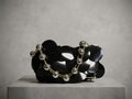 Luxury Black Sequin Statement Handbag with Metallic Bead Strap