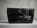 Women's Elegant Black Sequin Evening Clutch Bag - Sparkly Party Handbag