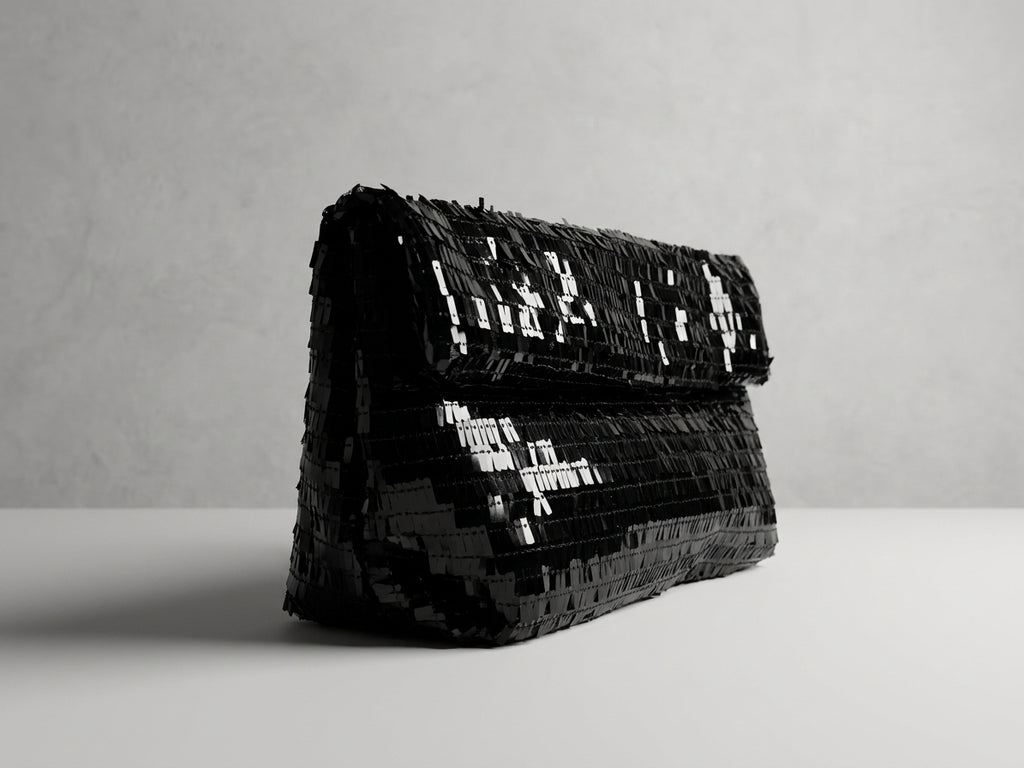 Women's Elegant Black Sequin Evening Clutch Bag - Sparkly Party Handbag