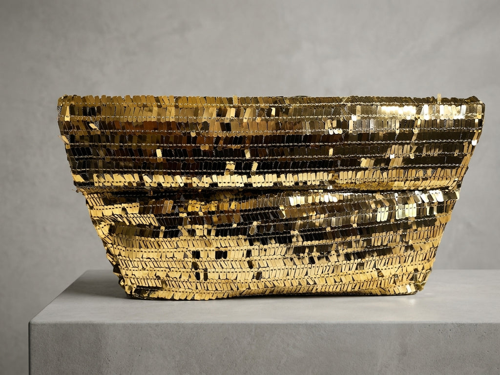 Women's Elegant Gold Sequin Evening Clutch Bag - Sparkly Party Handbag