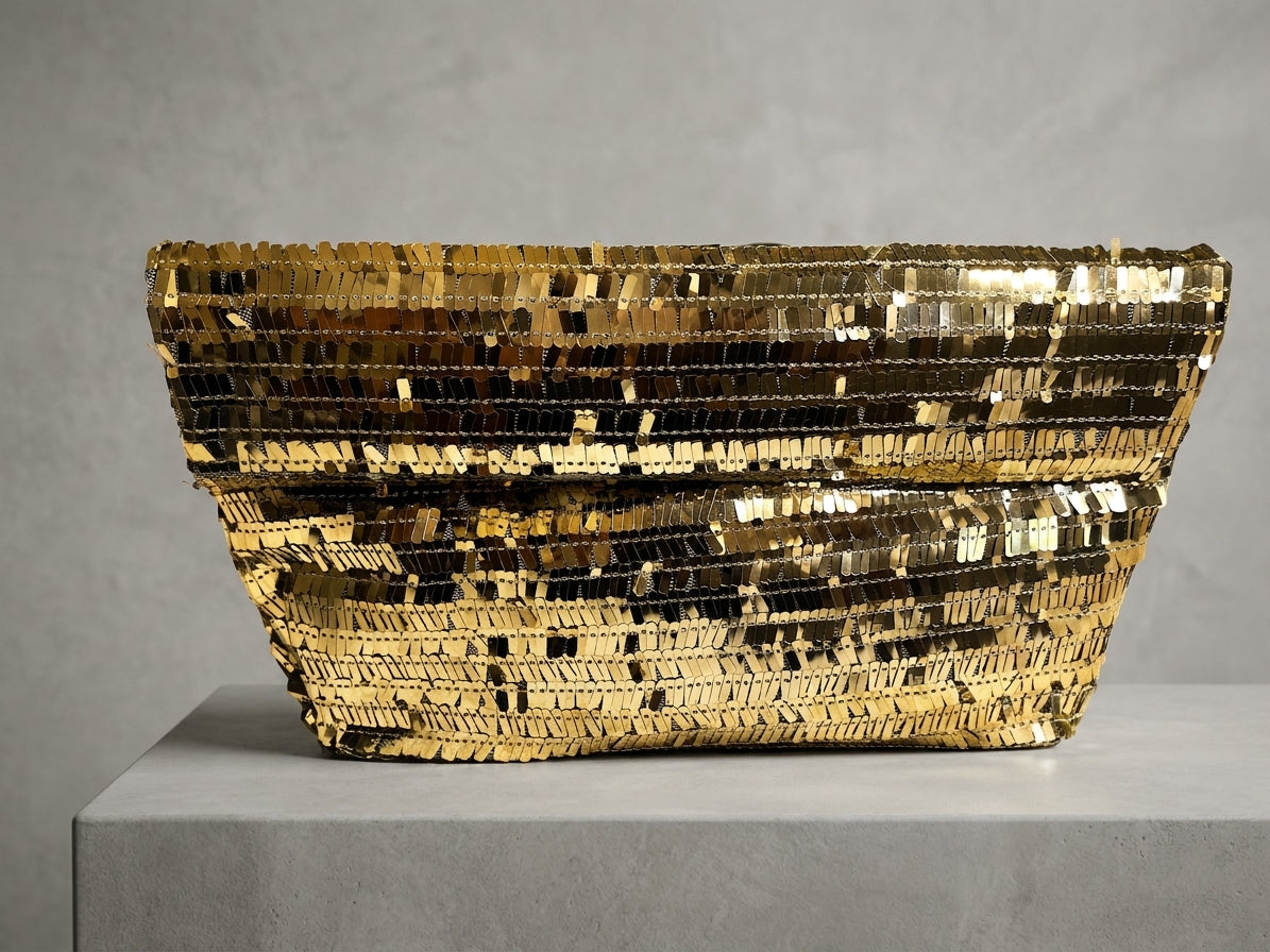 Women's Elegant Gold Sequin Evening Clutch Bag - Sparkly Party Handbag