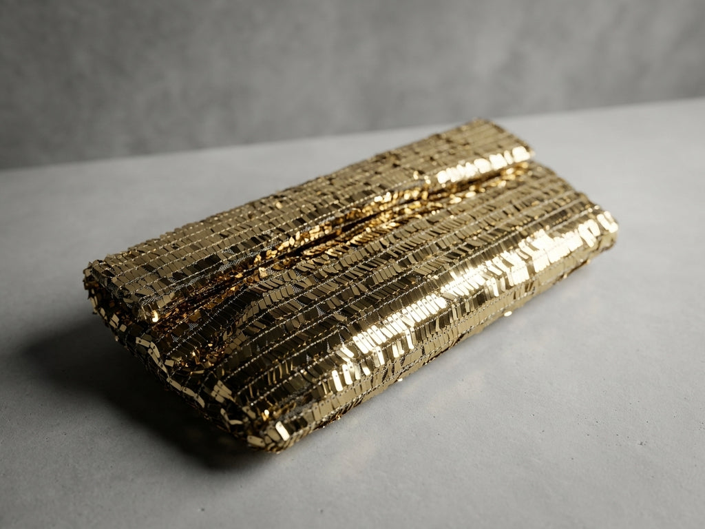Women's Elegant Gold Sequin Evening Clutch Bag - Sparkly Party Handbag