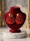 Red Crystal Statement Earrings - Handcrafted Festive Jewellery