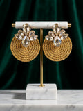 Gold Crystal Statement Earrings - Handcrafted Festive Jewellery