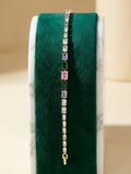 Elegant Multi-Colour Baguette Tennis Bracelet in Gold Tone